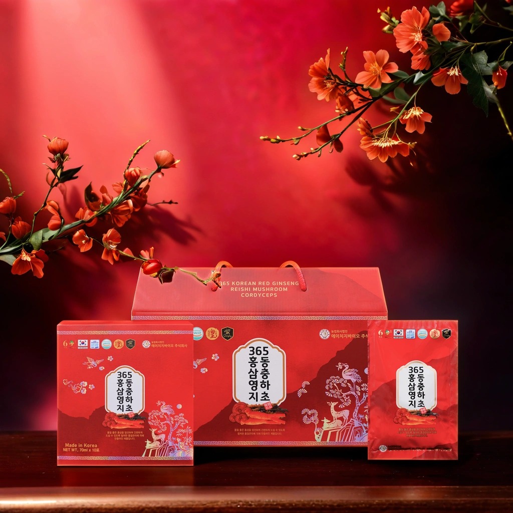 NƯỚC HỒNG SÂM LINH CHI ĐÔNG TRÙNG HẠ THẢO HỘP 20 GÓI X 70ML 